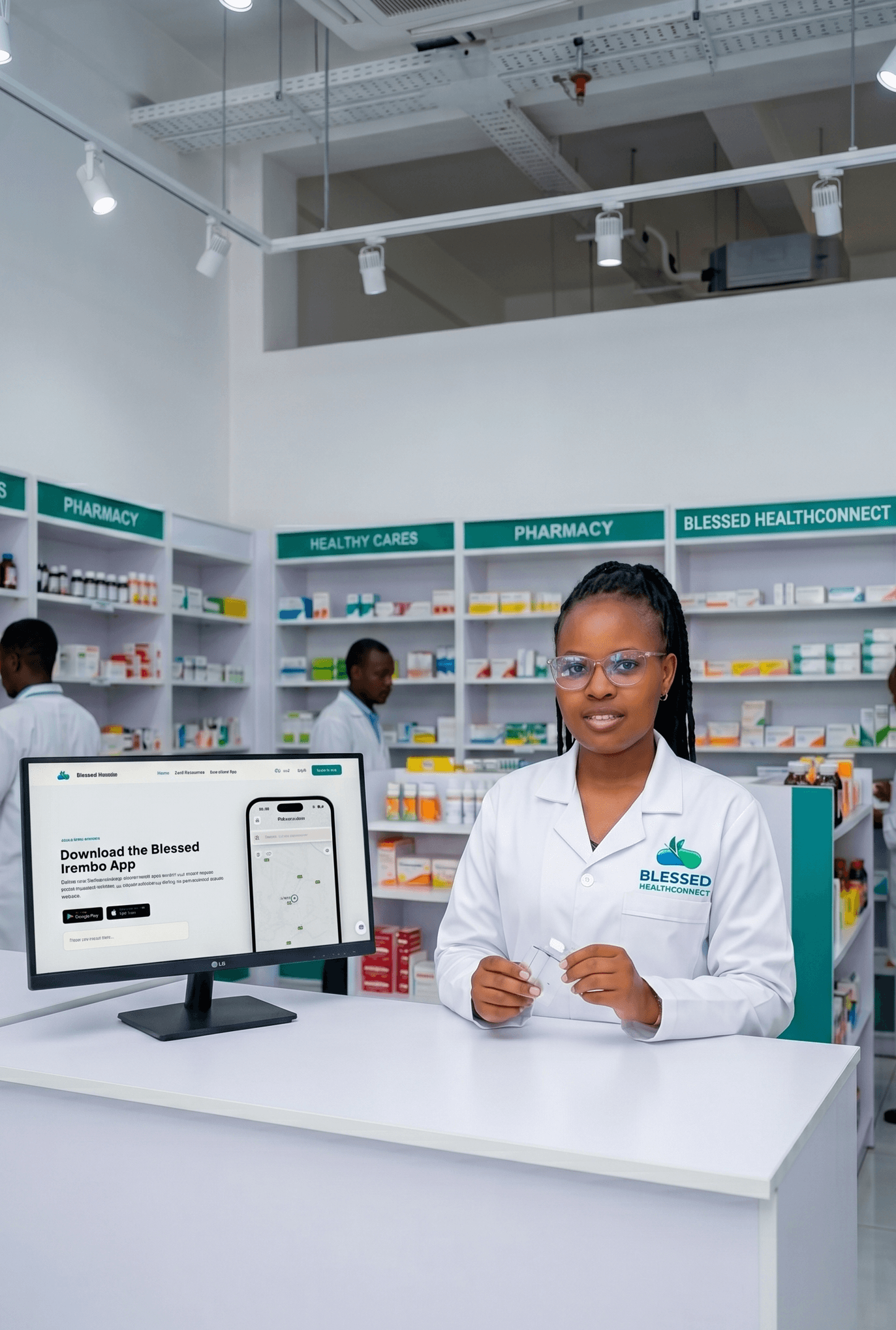 Pharmacy owner working